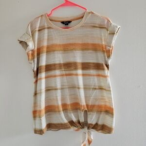 Simply Vera Vera Wang Striped Top - Orange, Brown, Cream